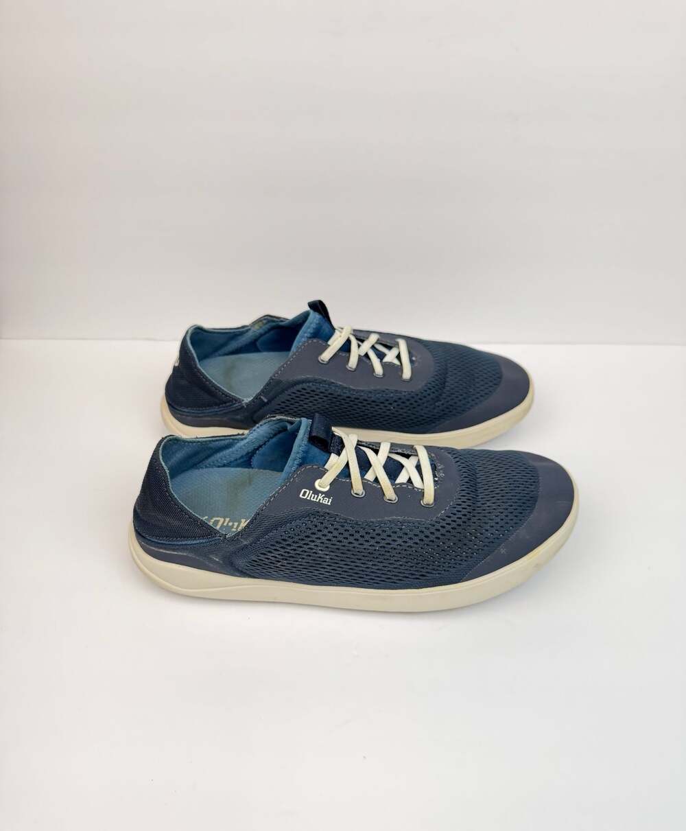 OluKai Moku Pae Men's Navy Blue Mesh Slip-On Boat Shoes US 10 EU 43